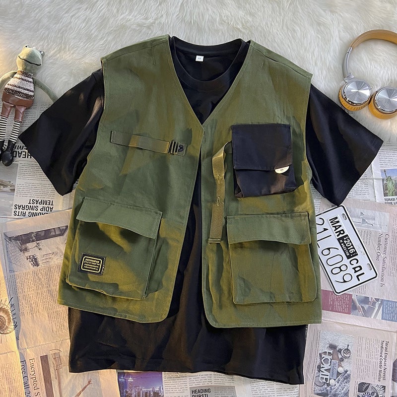 Japanese Style Retro Khachi Men'S Functional Tactical Vest Men'S Trendy Brand Sleeveless Vest Work Jacket - Image 4
